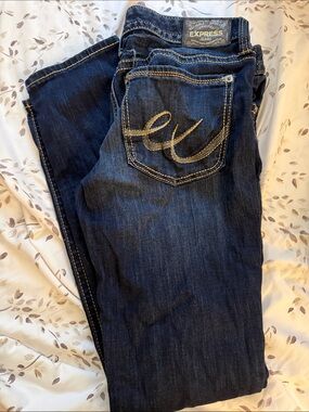 Express Women’s Dark Blue Stretch Jeans - Express Brand